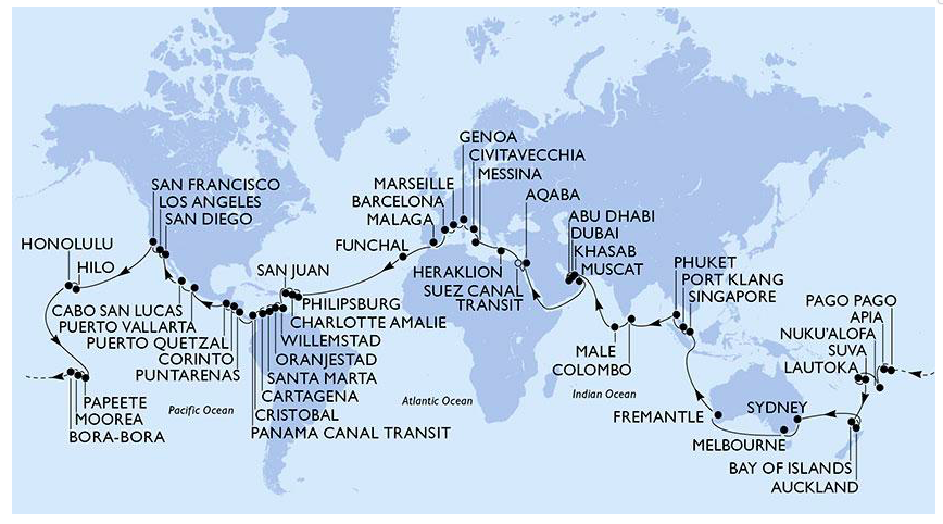 El primer crucero de Vuelta al Mundo de MSC Cruceros