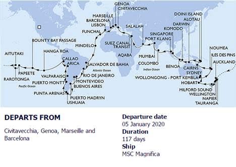 ¡Desde hoy ya se puede reservar la Vuelta al Mundo en 2020 con MSC Cruceros!