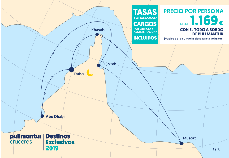 Itinerario Crucero desde Dubái en el Horizon de Pullmantur en 2018